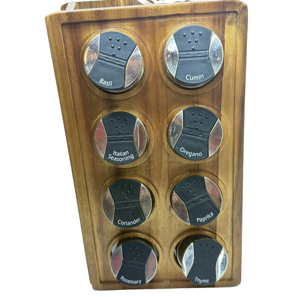Mini MCM Arcadia Wood 6 Slot Spice Rack Organizer Minimalist Kitchen Shelf